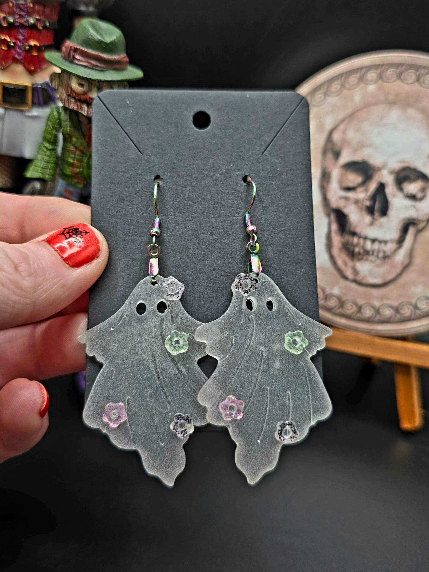 Ghoulish Ghost Glow in the Dark Resin Earrings