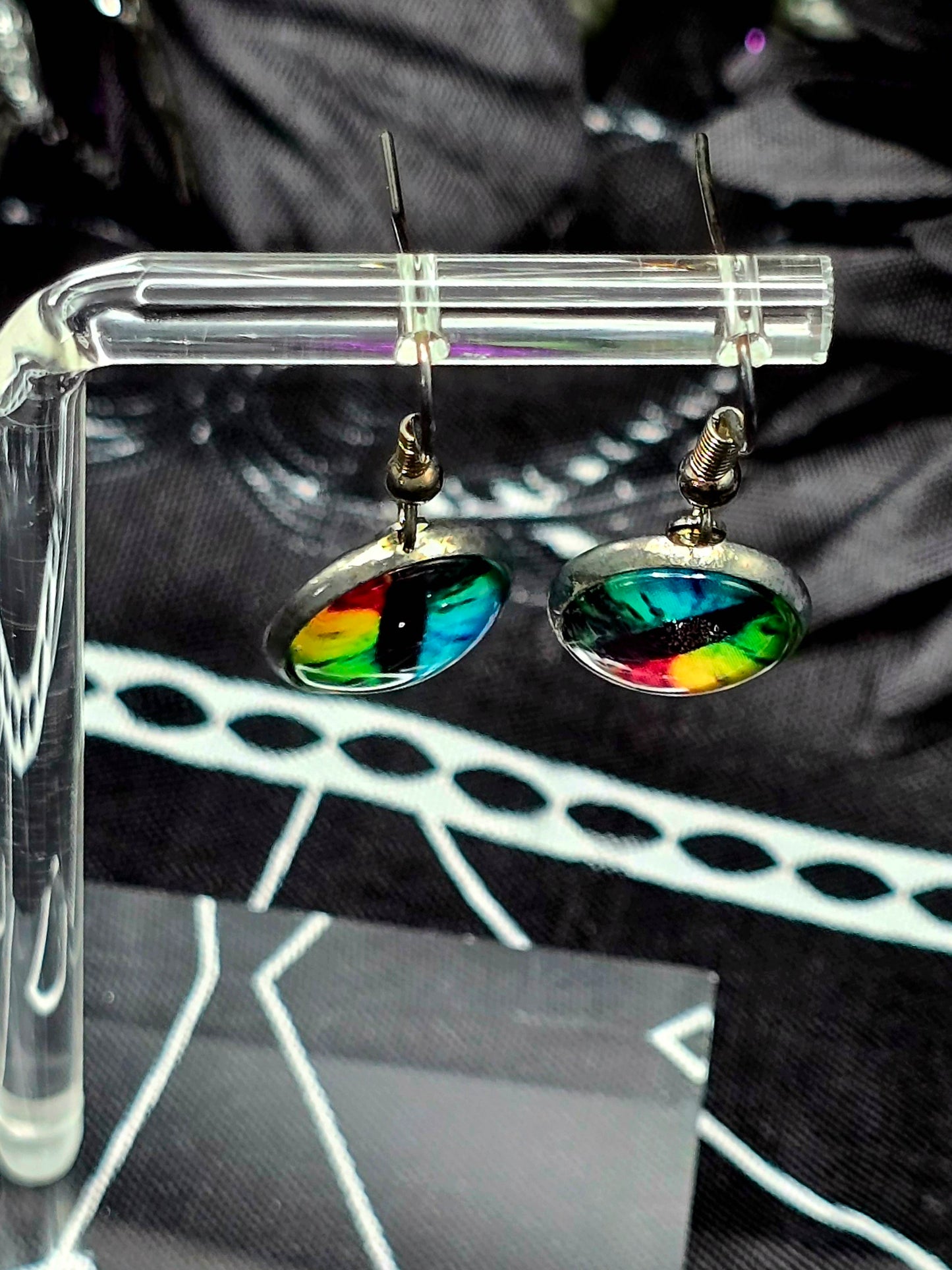 Tye-Dye Bezel Dangle Earrings