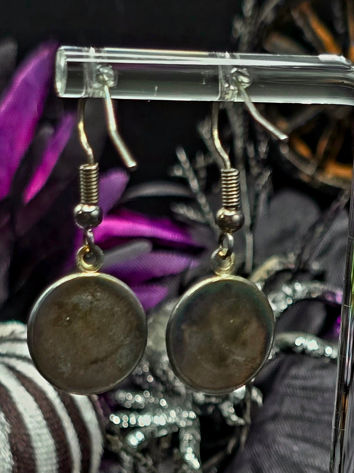 Pink Eyes Bezel Dangle Earrings