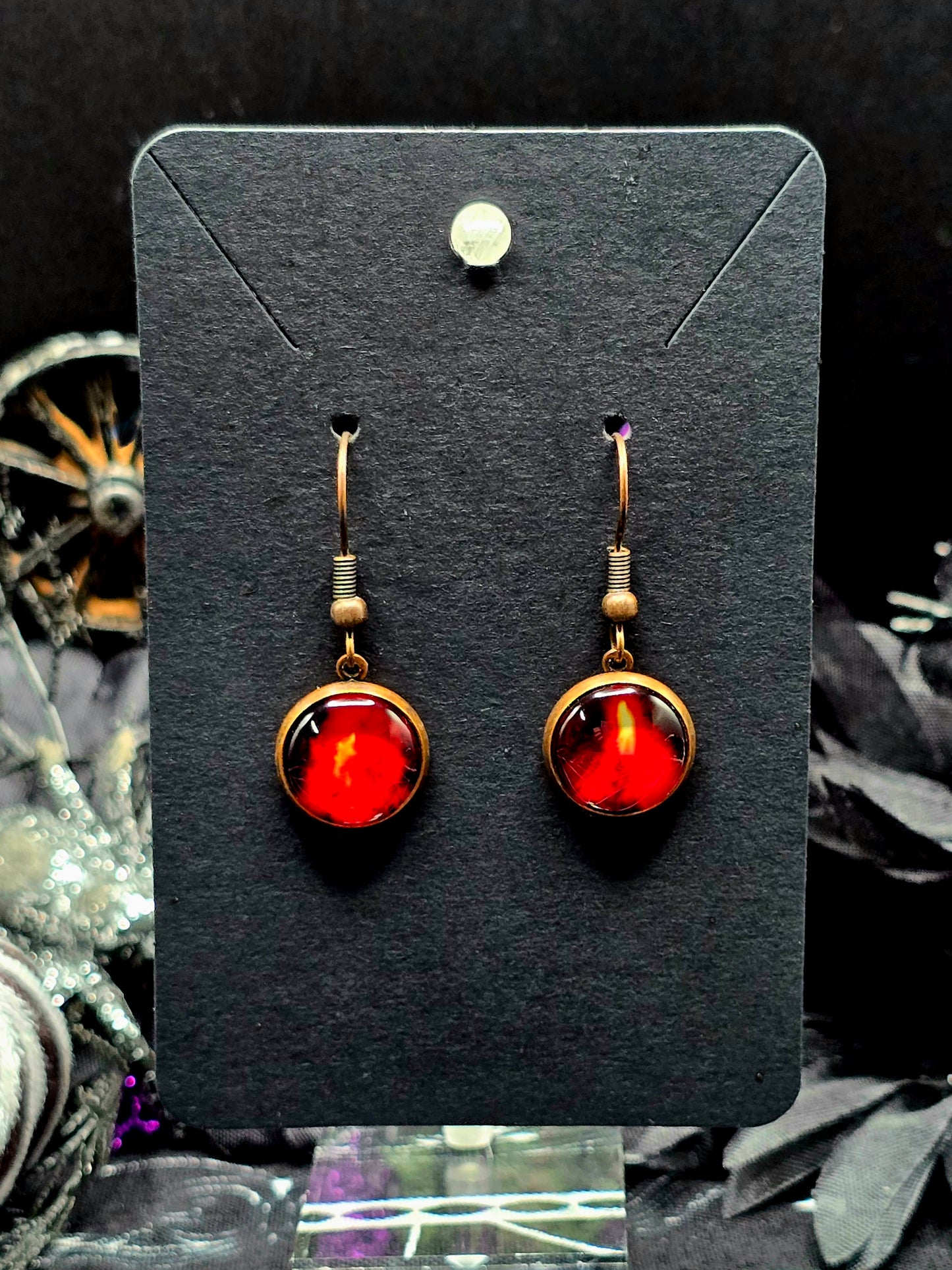 Fire Bezel Dangle Earrings