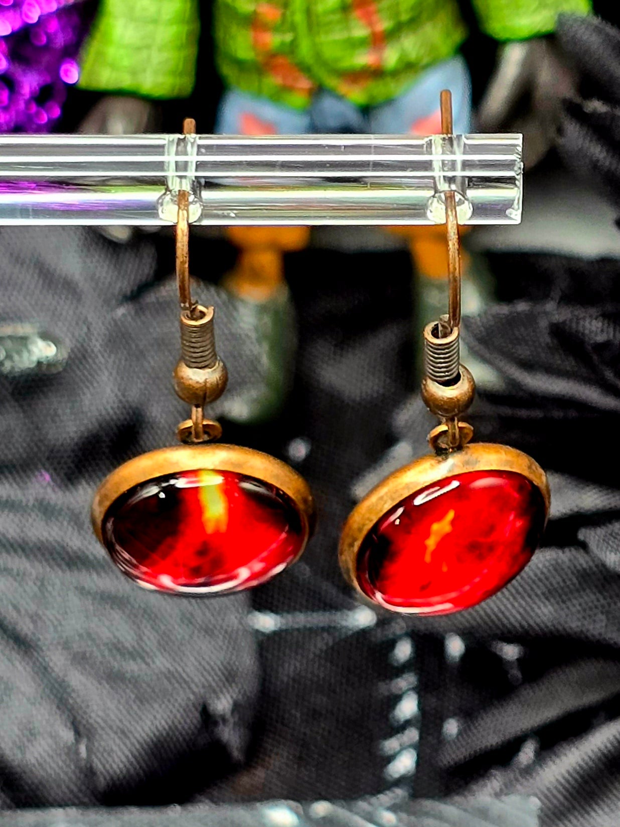 Fire Bezel Dangle Earrings