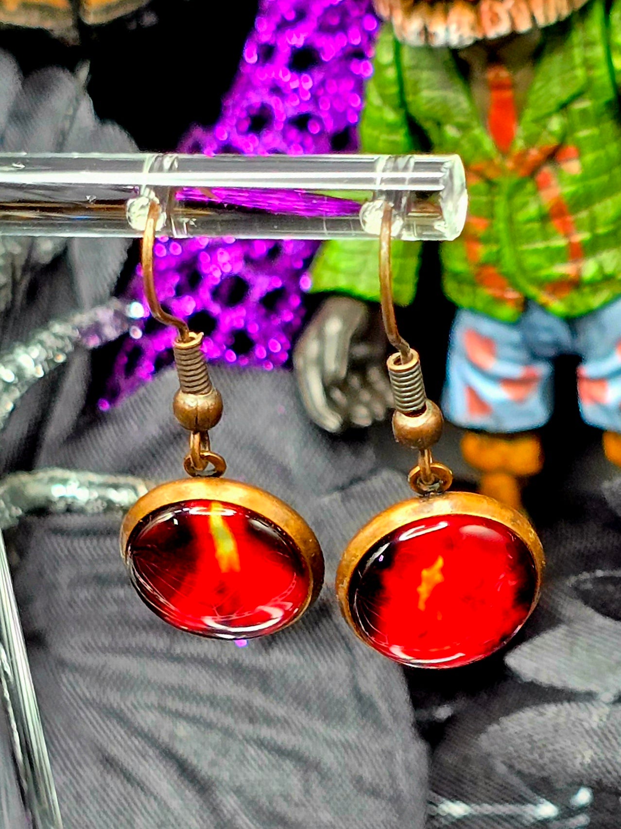 Fire Bezel Dangle Earrings