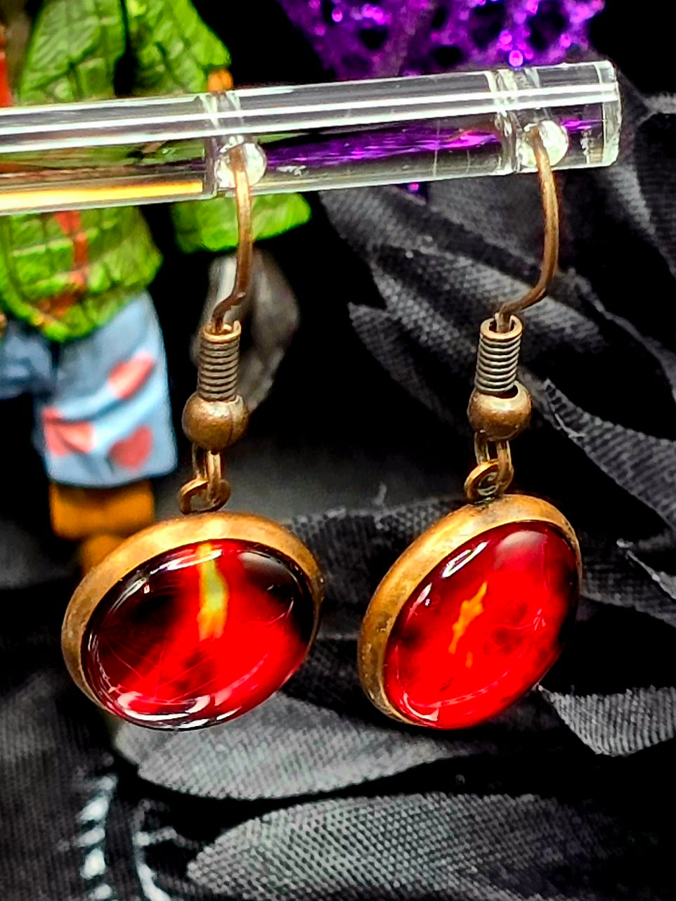 Fire Bezel Dangle Earrings