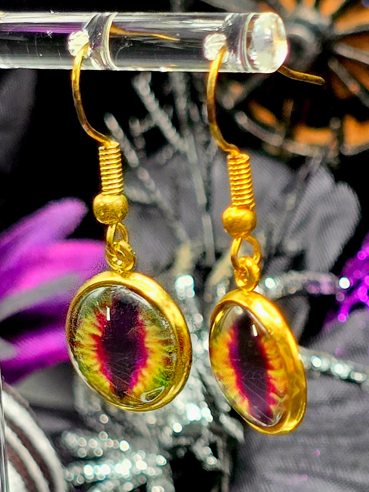 Snake Eyes Bezel Dangle Earrings