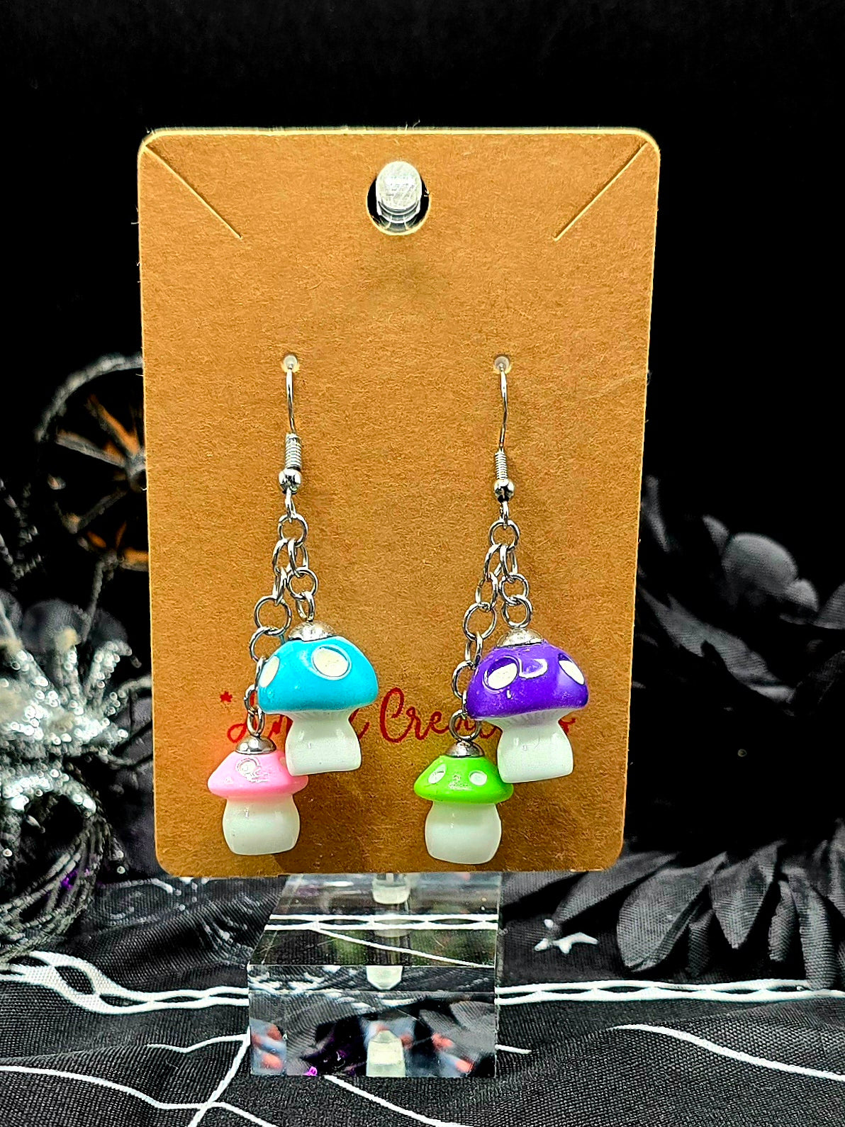 Multicolor Mushroom Dangle Earrings