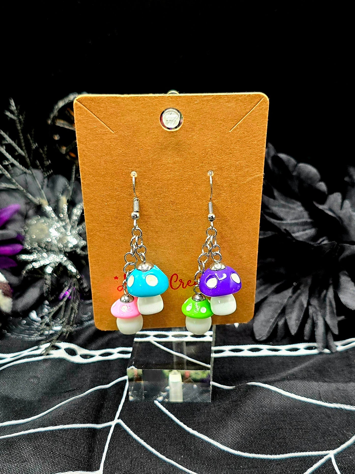 Multicolor Mushroom Dangle Earrings