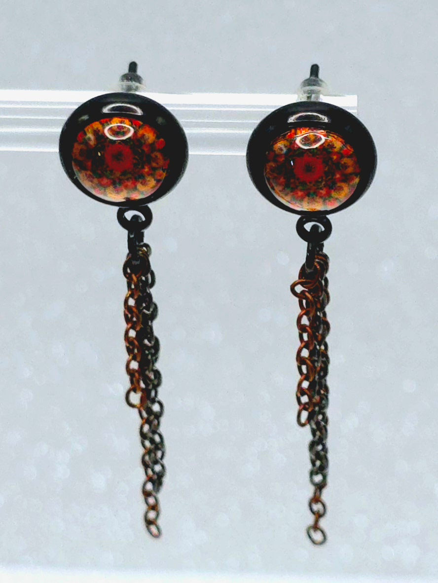 Orange Bezel Post Stud Earrings