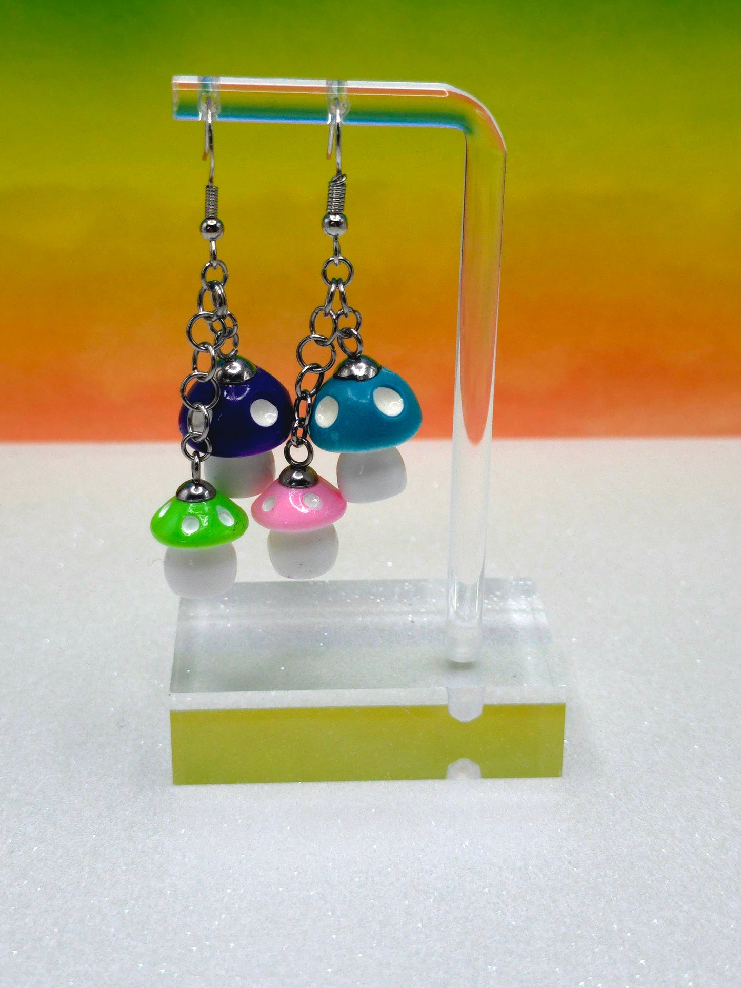 Multicolor Mushroom Dangle Earrings