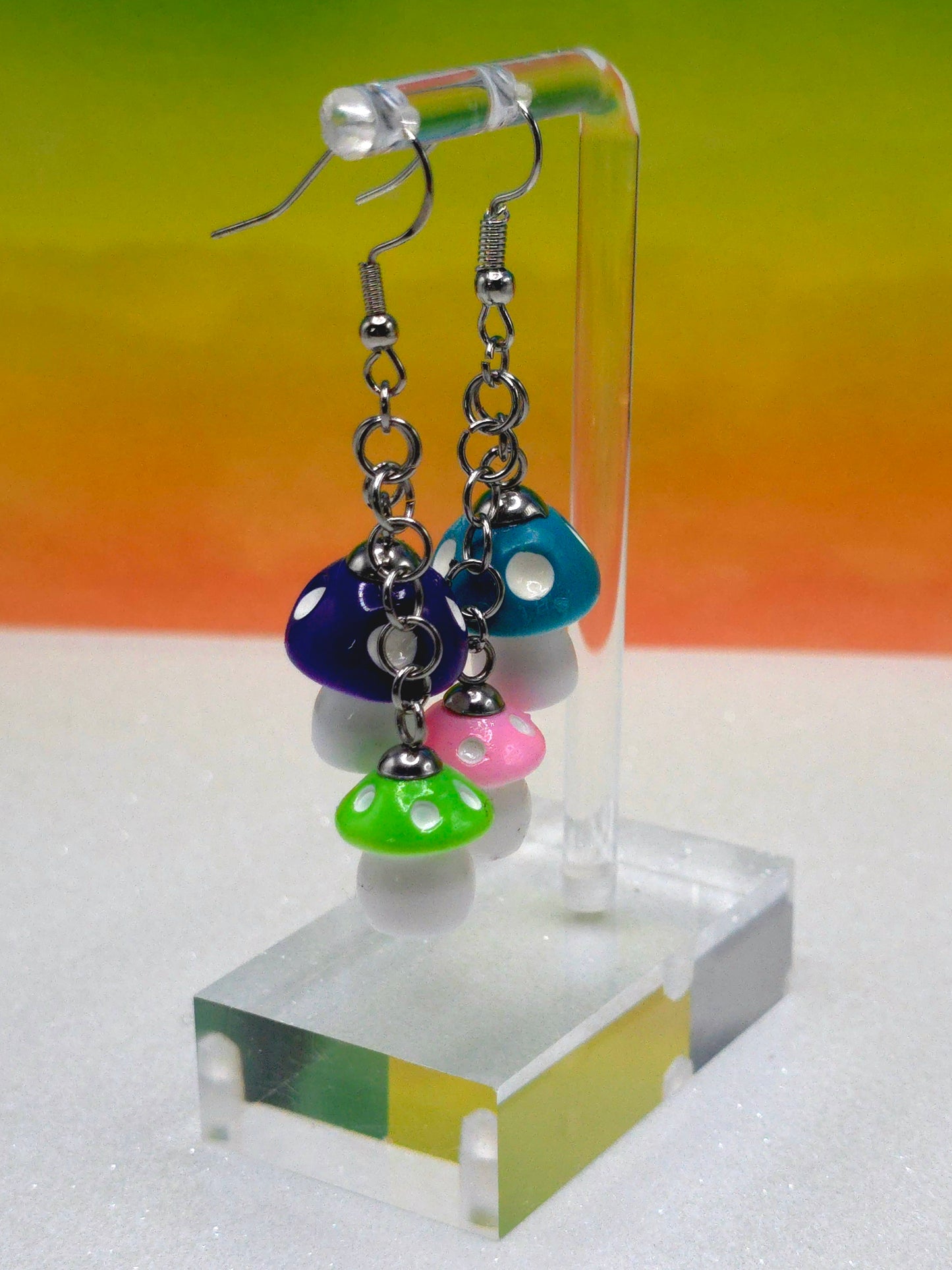 Multicolor Mushroom Dangle Earrings