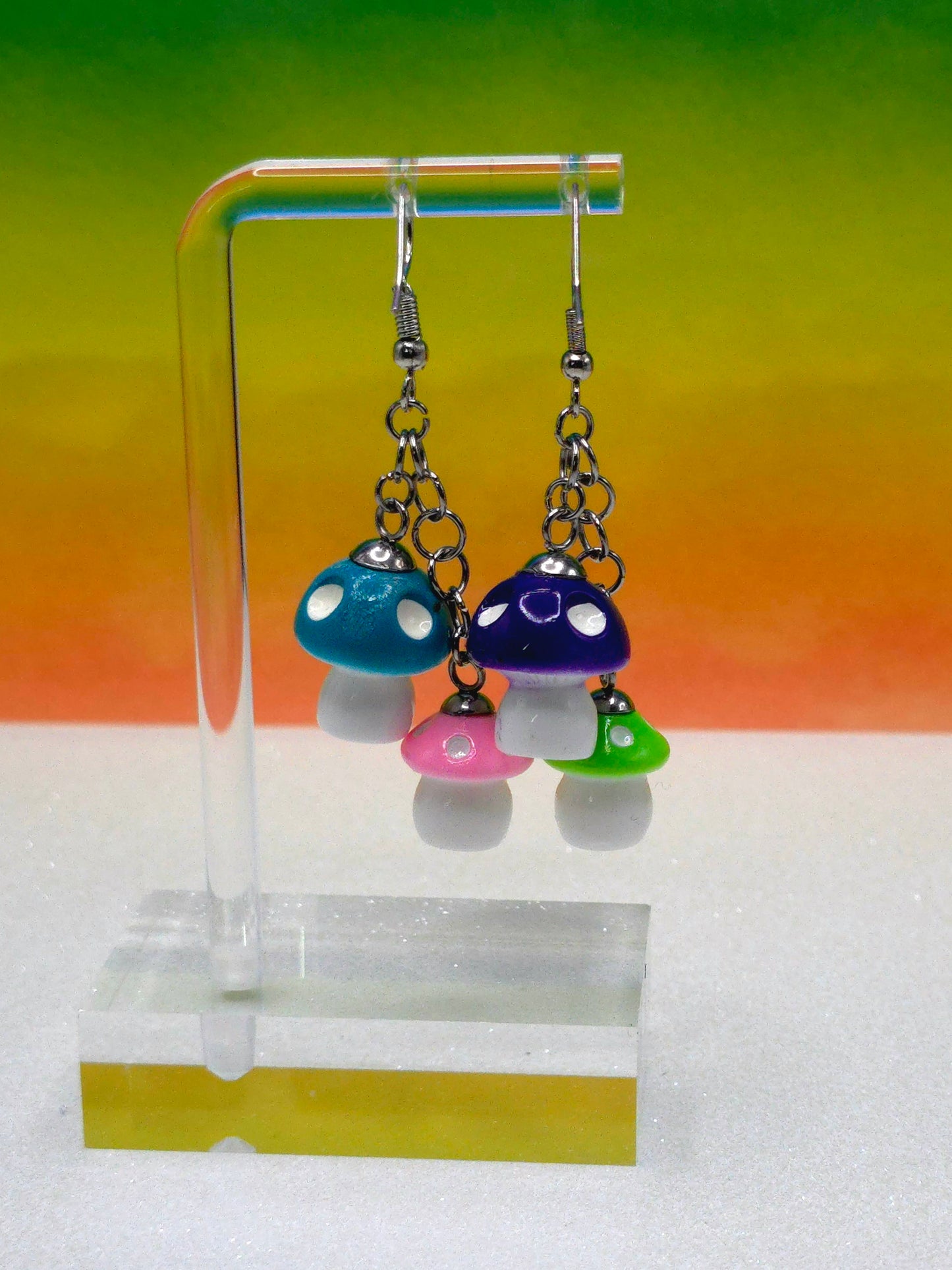 Multicolor Mushroom Dangle Earrings