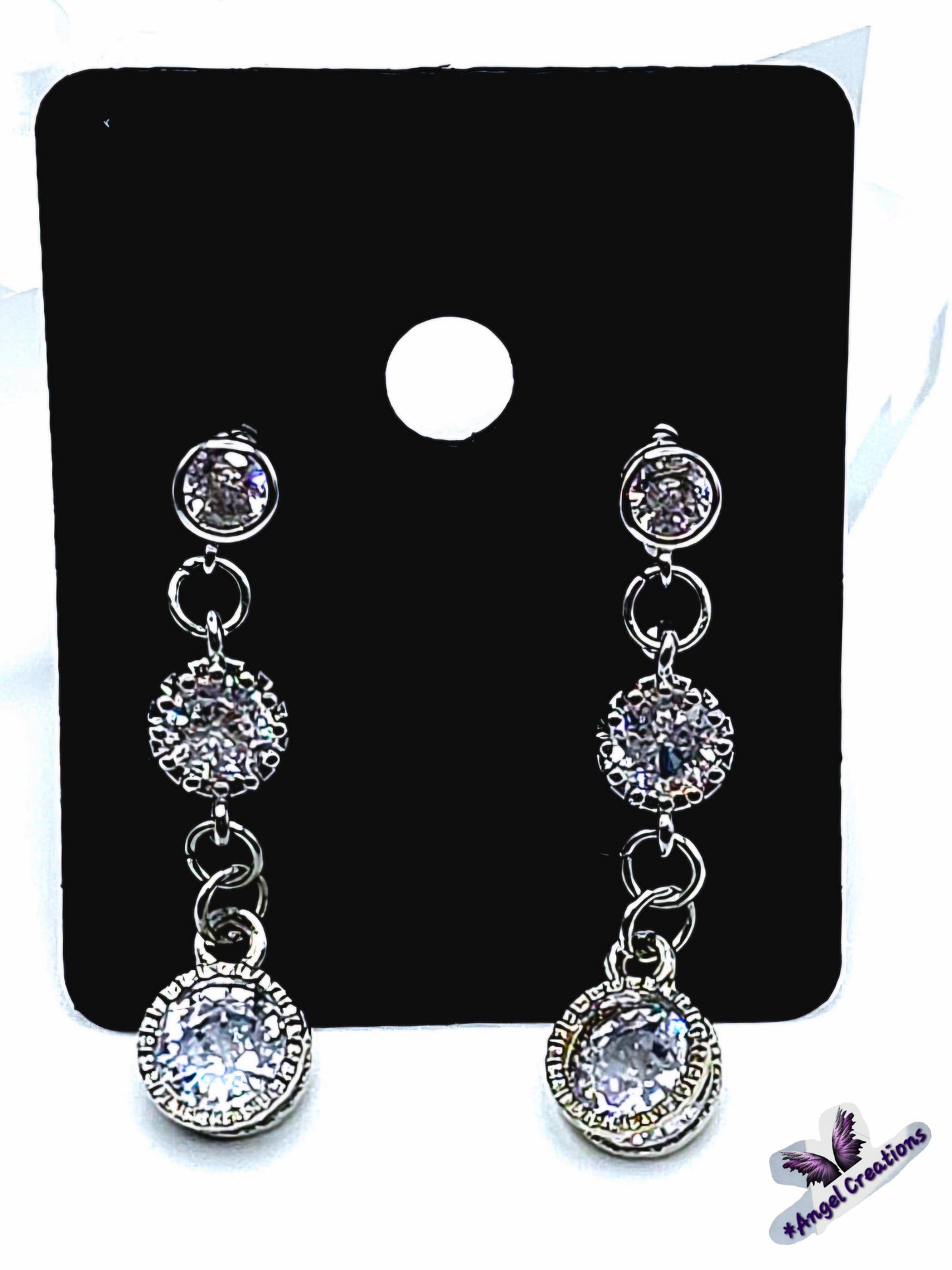 Cubic Zirconium Dangly Stud Earrings