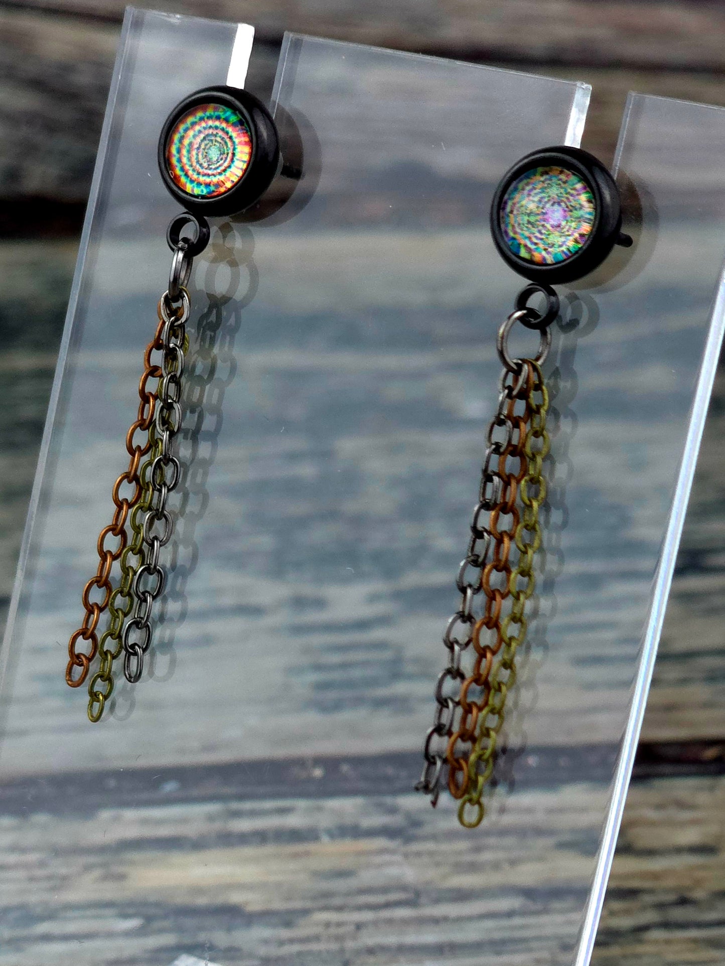 Tri-Color Post Stud Earrings