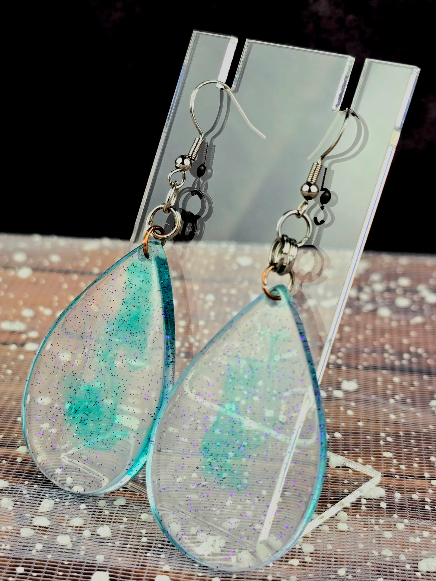 Smoky Green Resin Earrings
