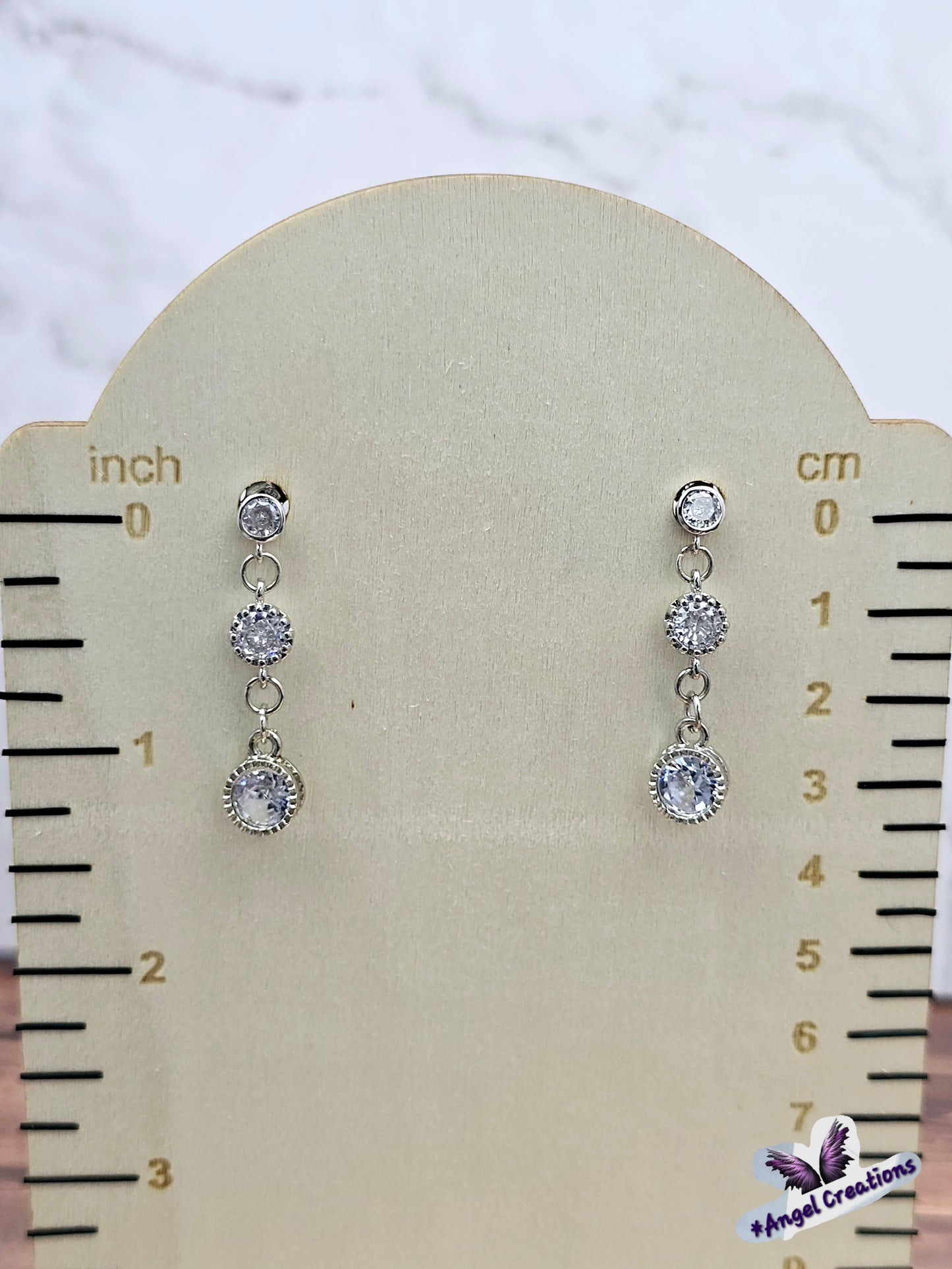 Cubic Zirconium Dangly Stud Earrings