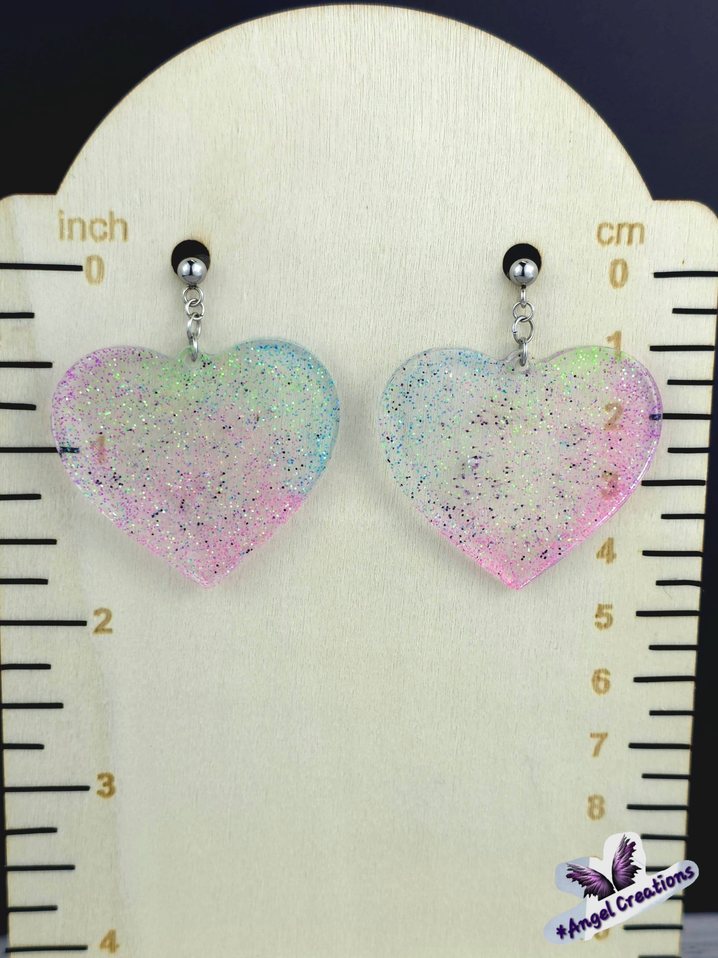 Glittery Dangly Heart Earrings