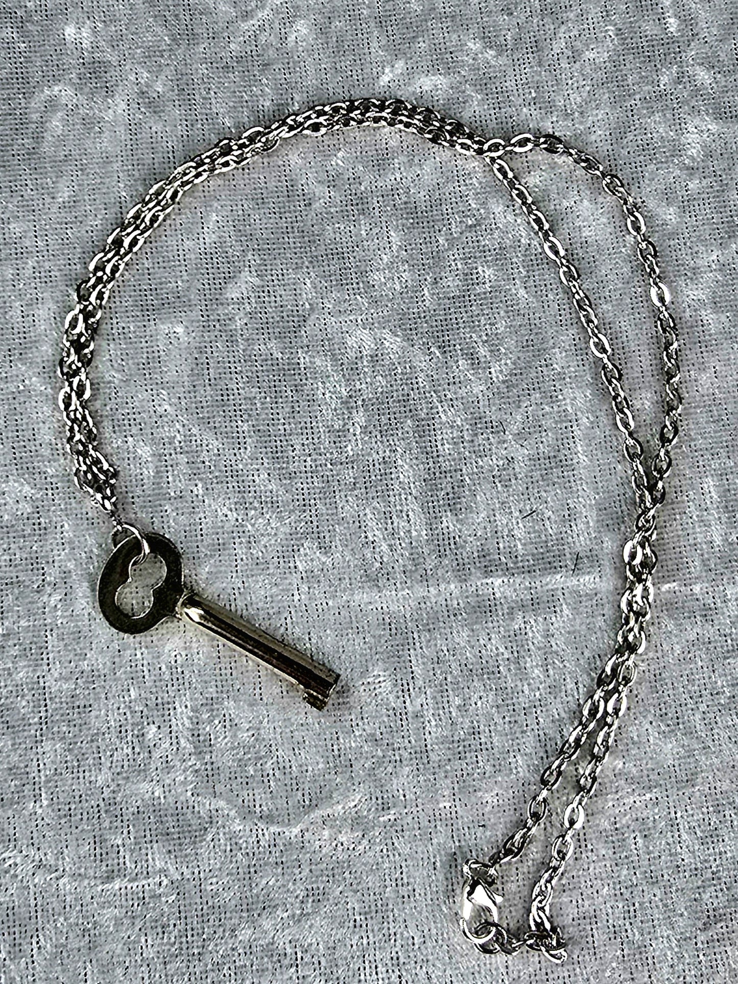 Vintage Skeleton Key Necklace on Stainless Steel Chain