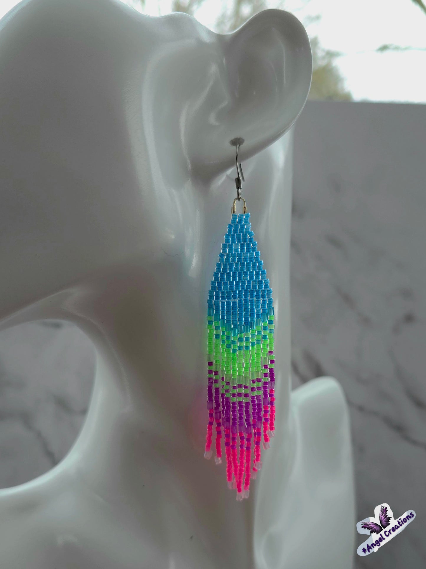 Handmade Miyuki Seed-Bead Fringe Dangling Earrings
