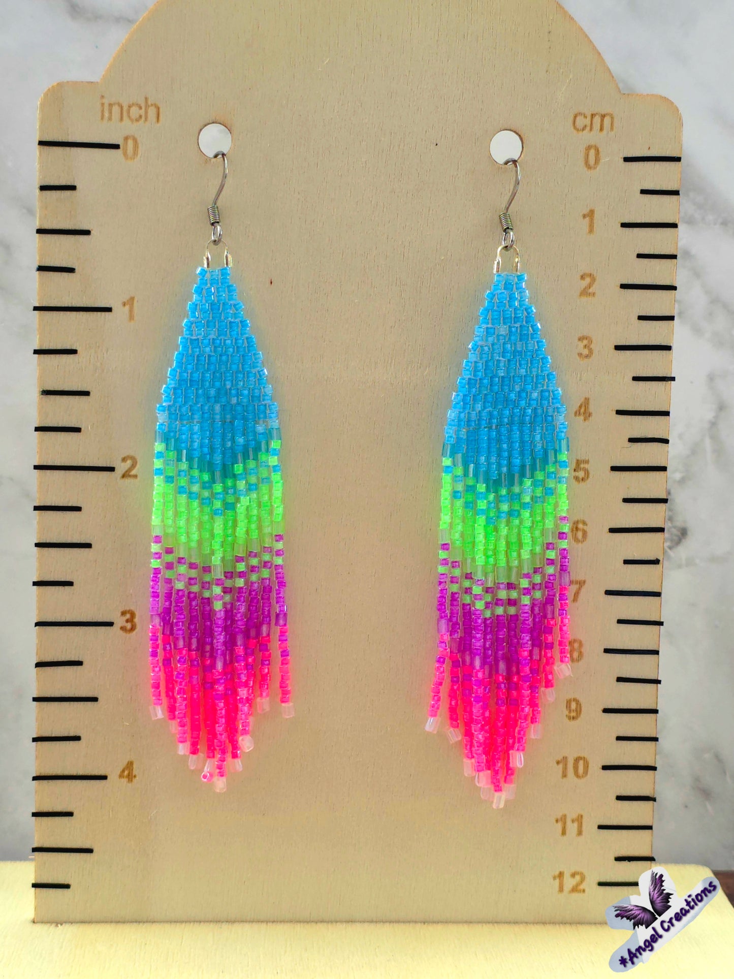 Handmade Miyuki Seed-Bead Fringe Dangling Earrings