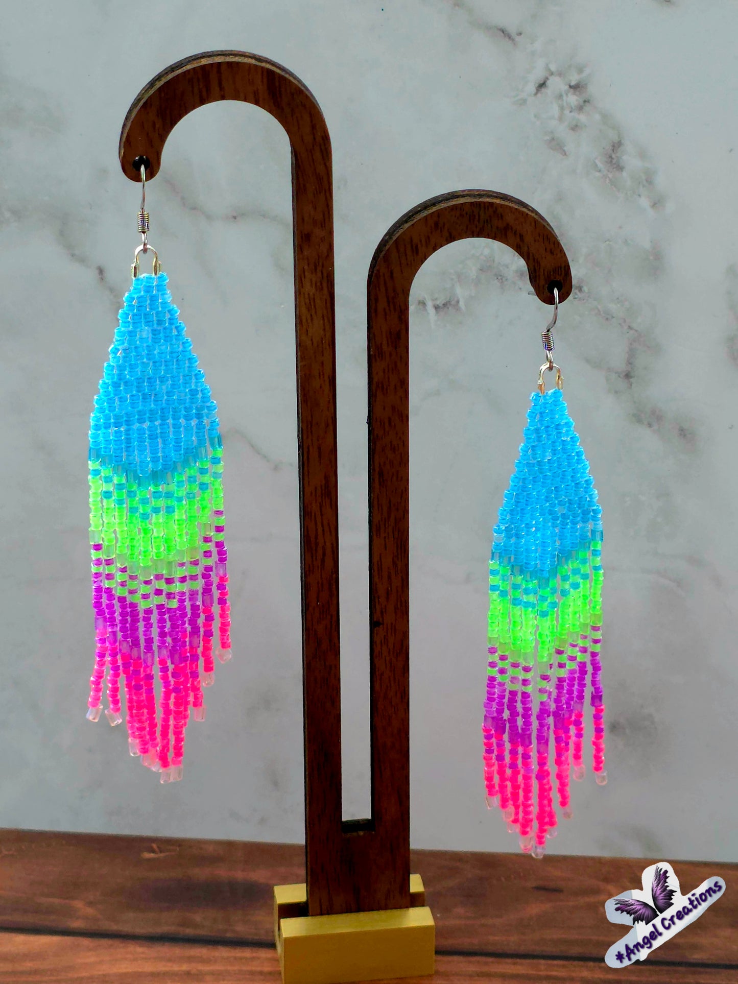 Handmade Miyuki Seed-Bead Fringe Dangling Earrings