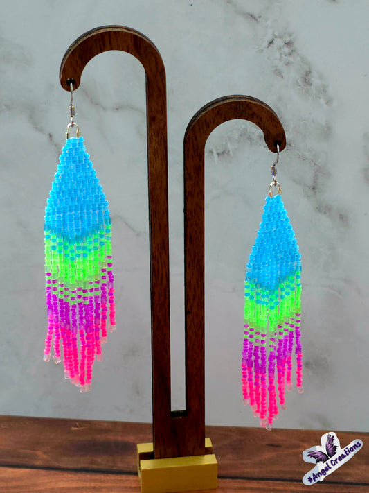 Handmade Miyuki Seed-Bead Fringe Dangling Earrings
