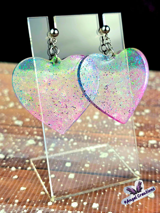 Glittery Dangly Heart Earrings