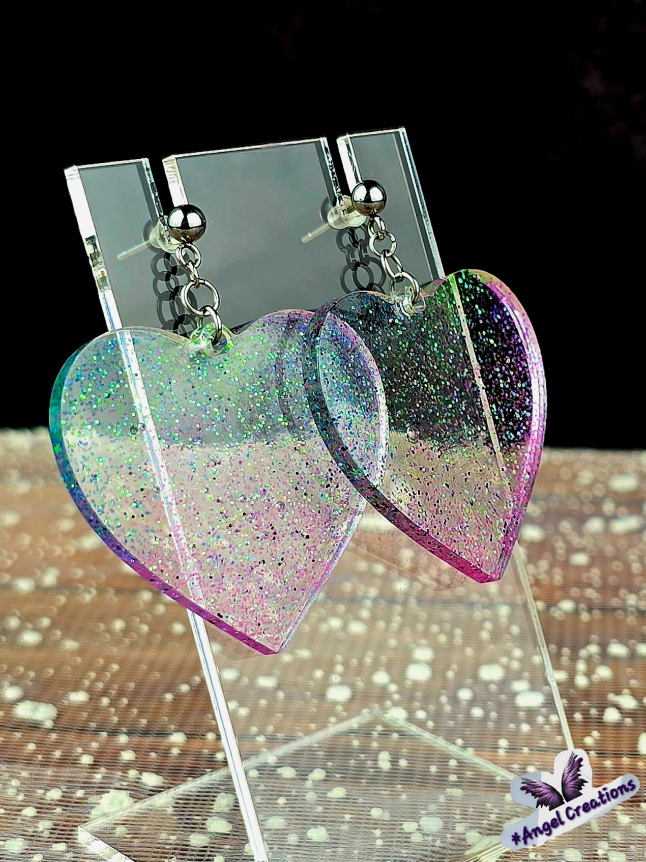 Glittery Dangly Heart Earrings