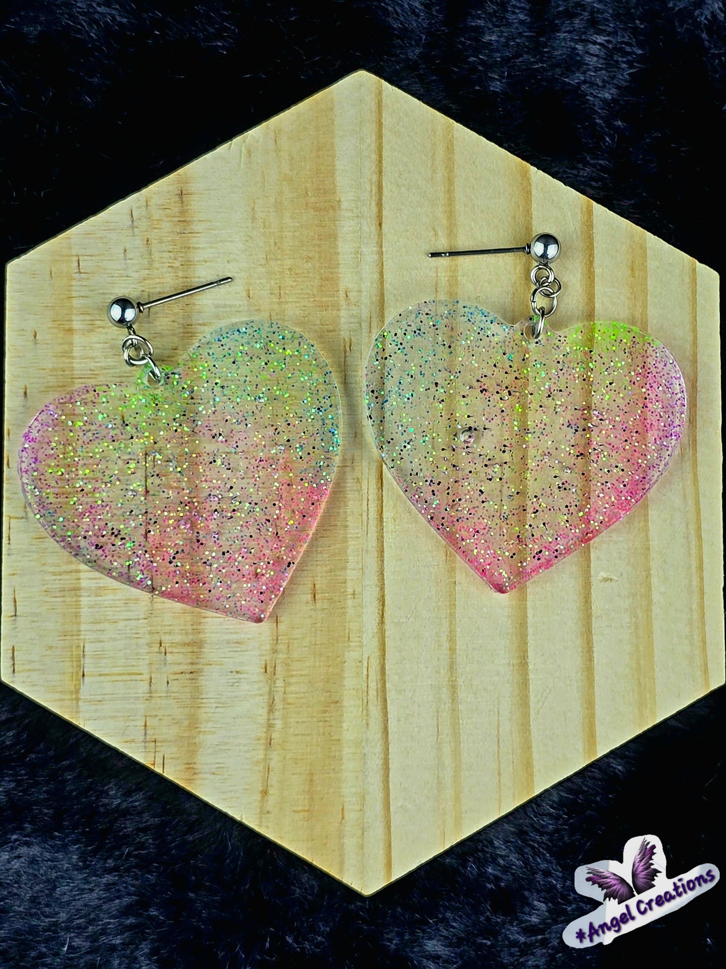 Glittery Dangly Heart Earrings