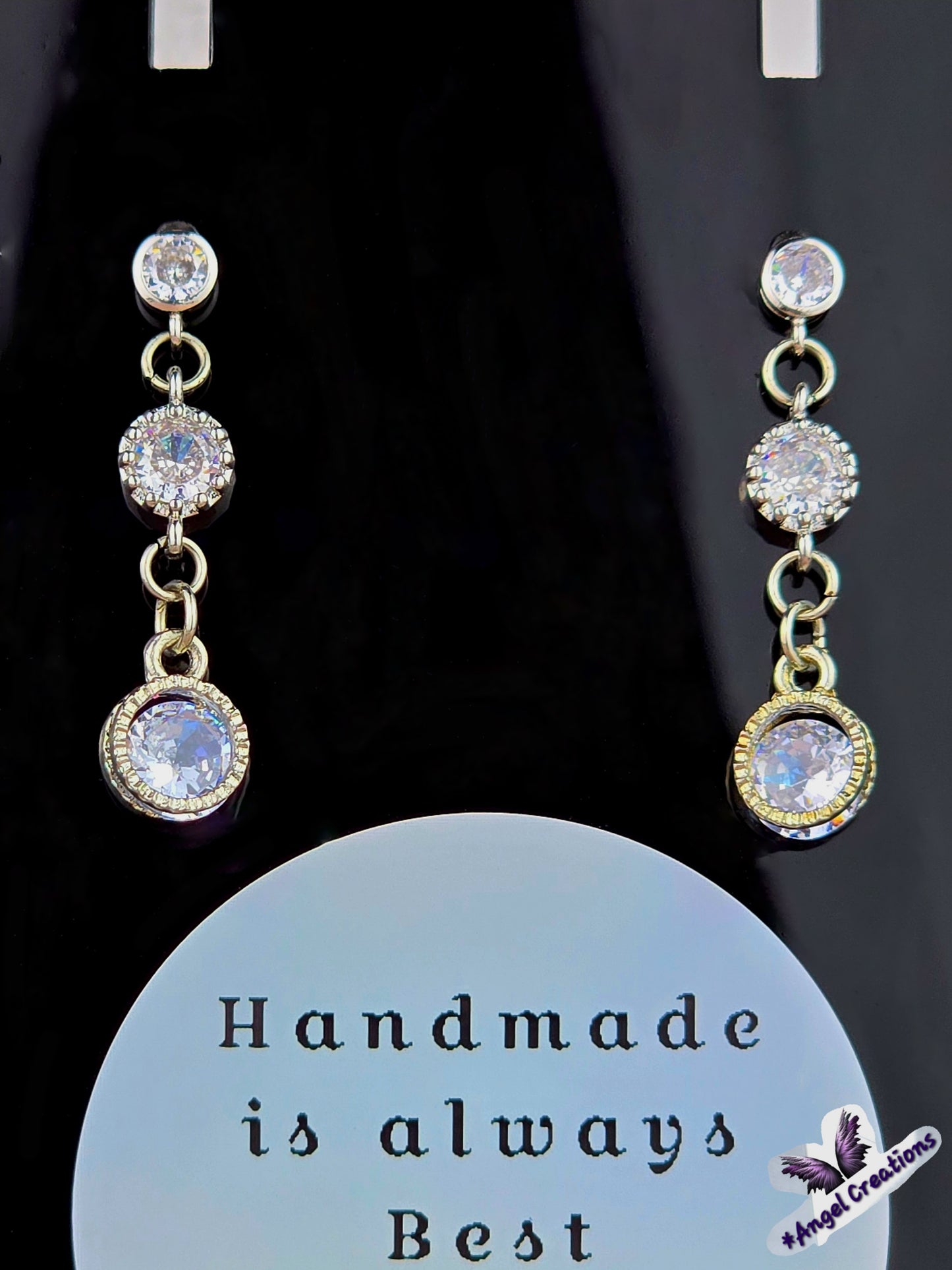 Cubic Zirconium Dangly Stud Earrings