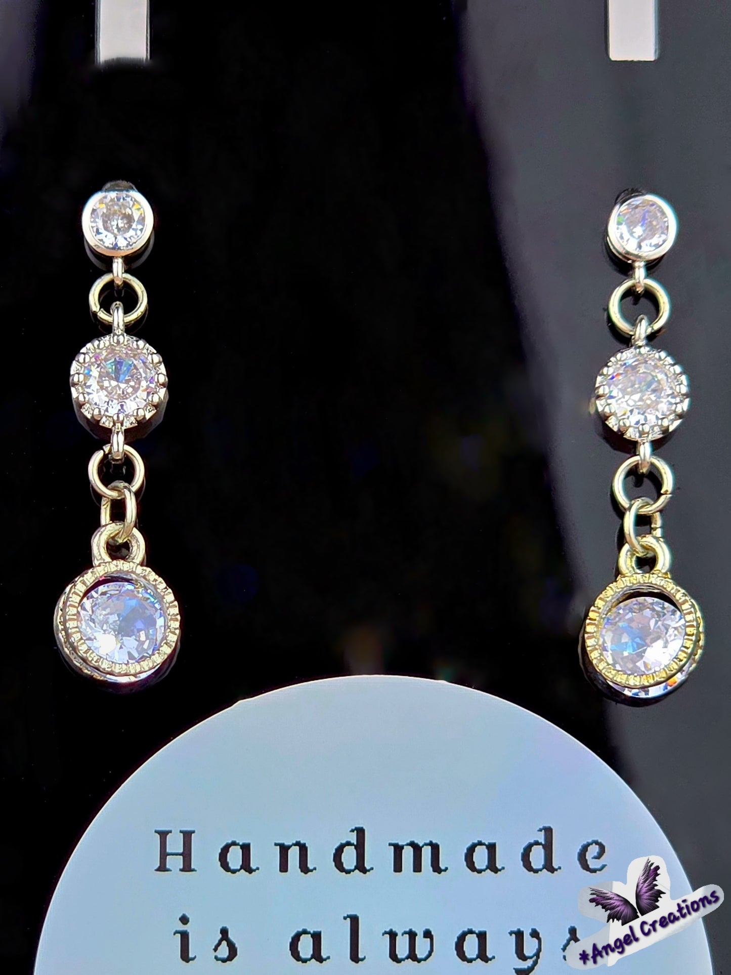 Cubic Zirconium Dangly Stud Earrings