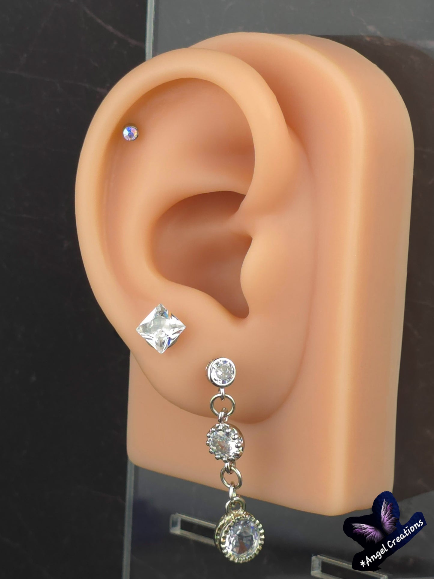 Cubic Zirconium Dangly Stud Earrings