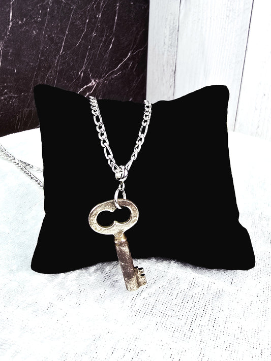 Vintage Skeleton Key Necklace on Stainless Steel Chain