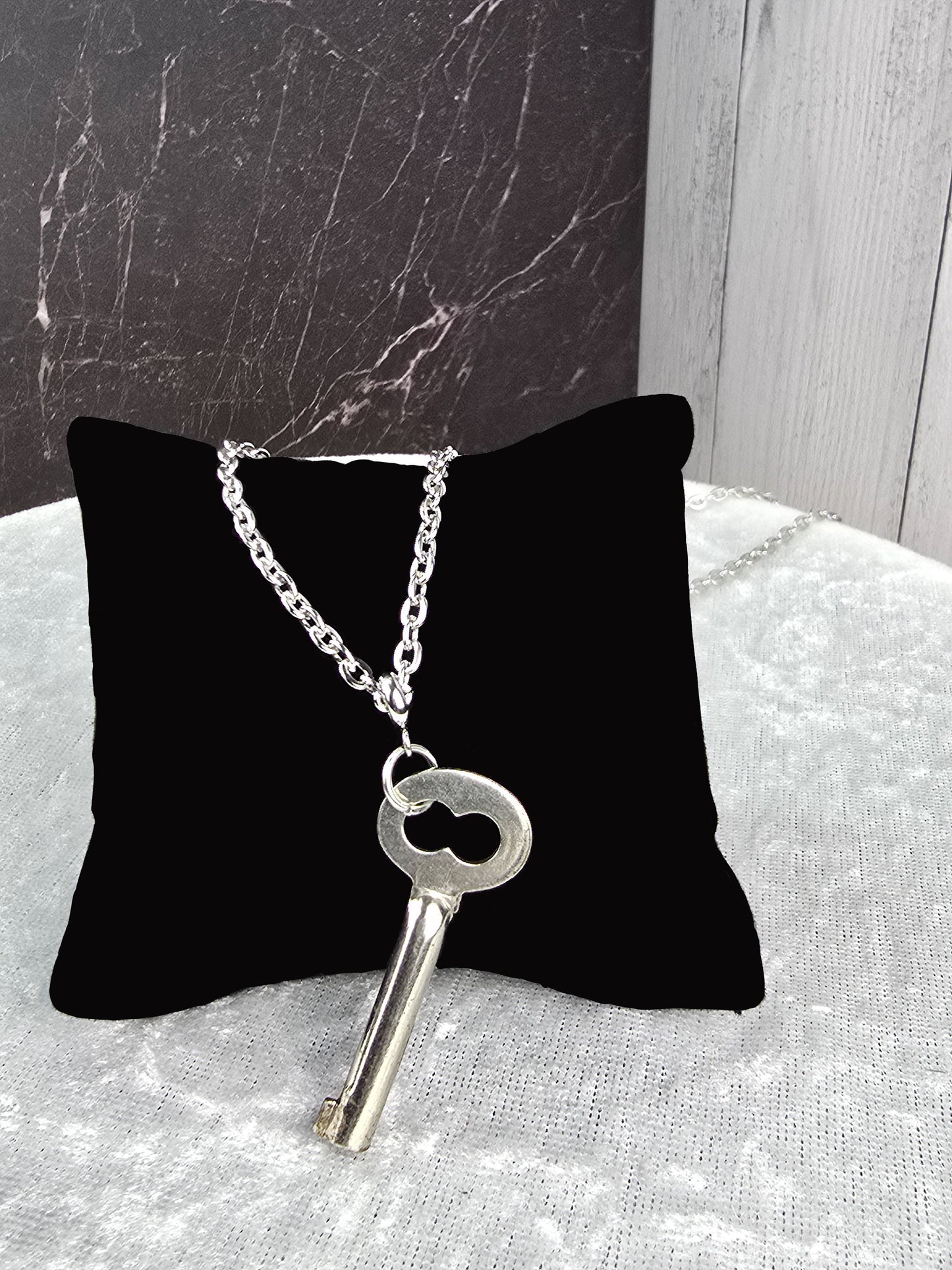 Vintage Skeleton Key Necklace on Stainless Steel Chain