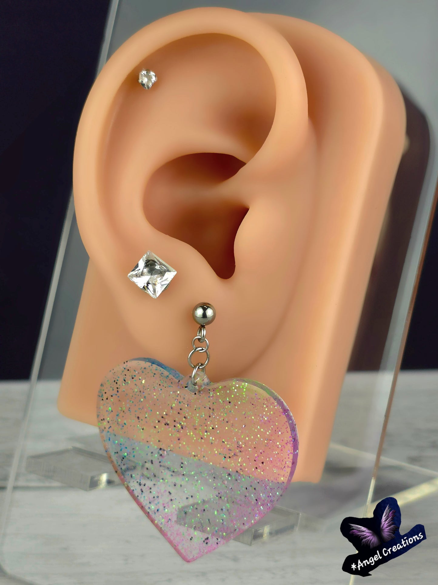 Glittery Dangly Heart Earrings