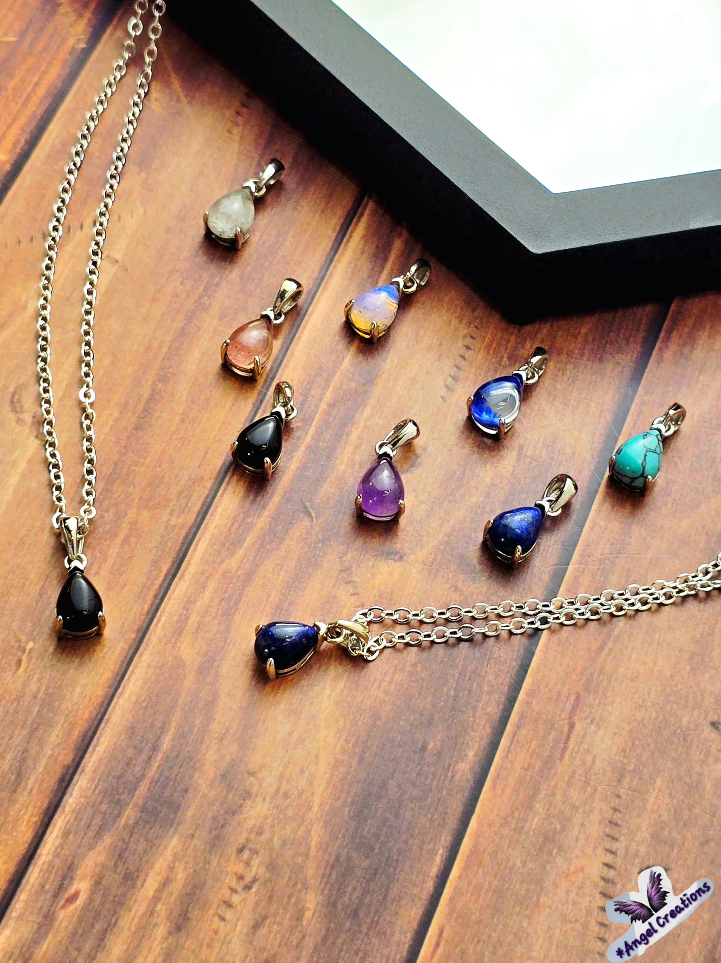 Sterling Silver Tear Drop Crystal Necklace