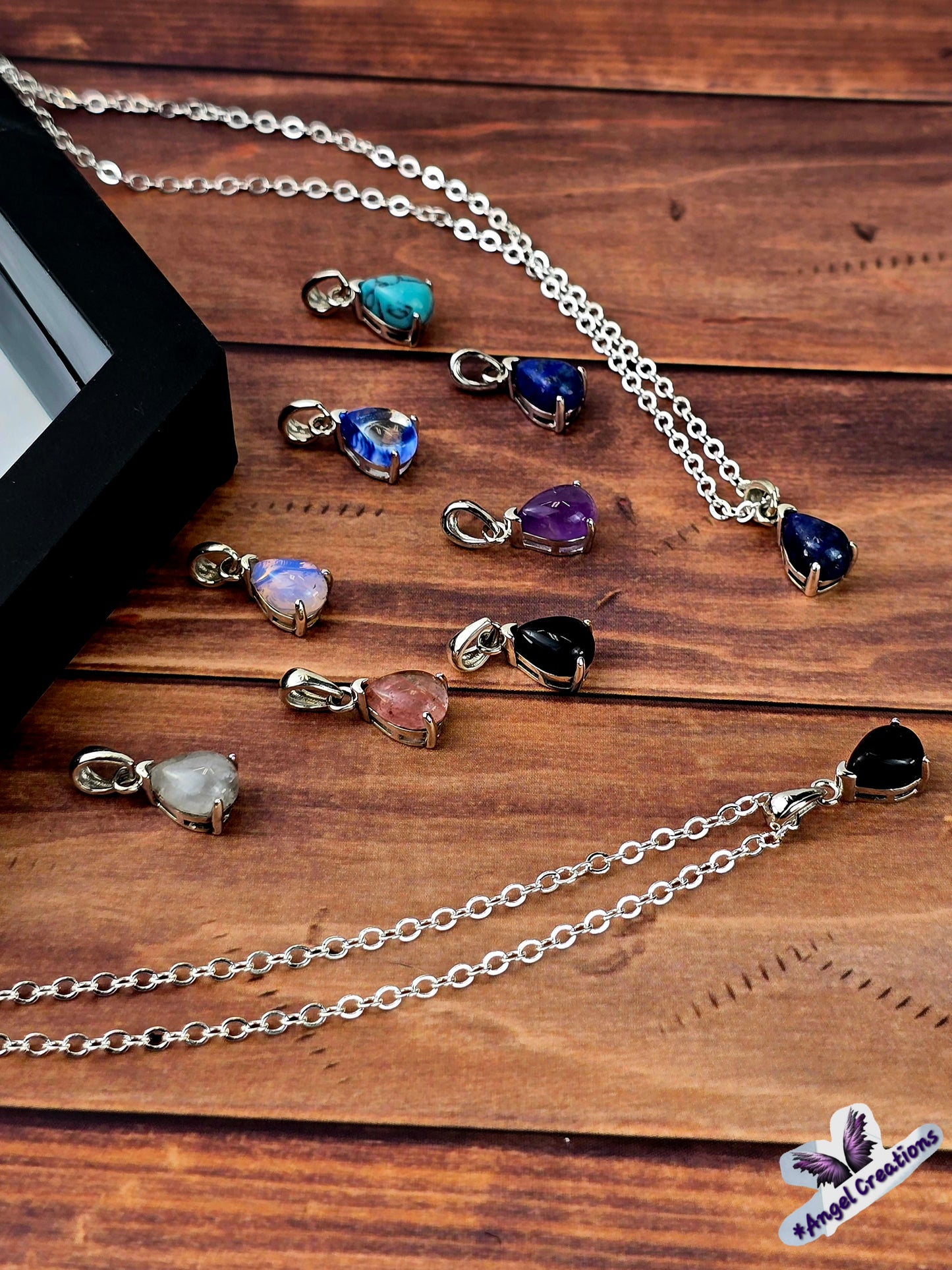 Sterling Silver Tear Drop Crystal Necklace