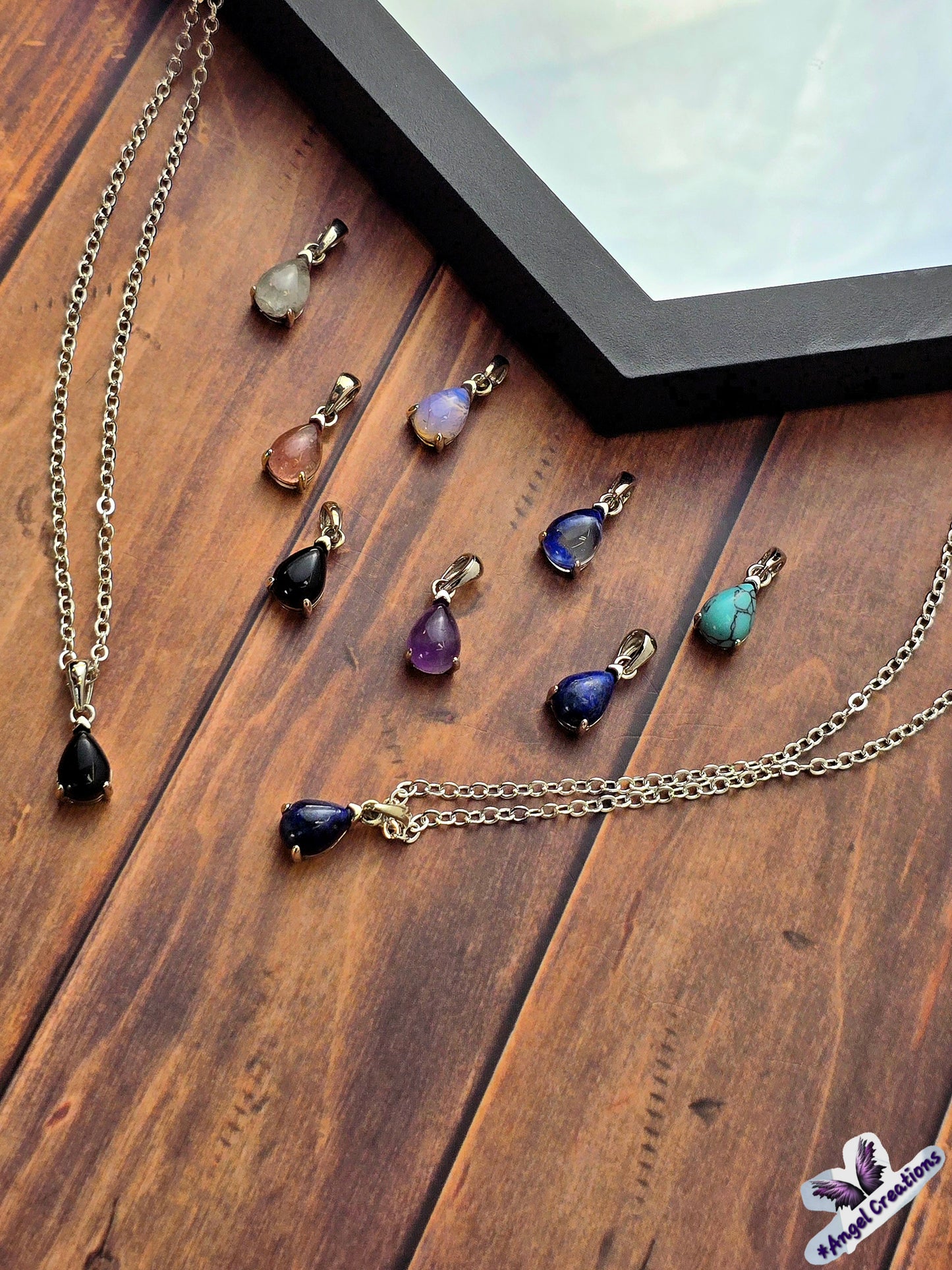 Sterling Silver Tear Drop Crystal Necklace