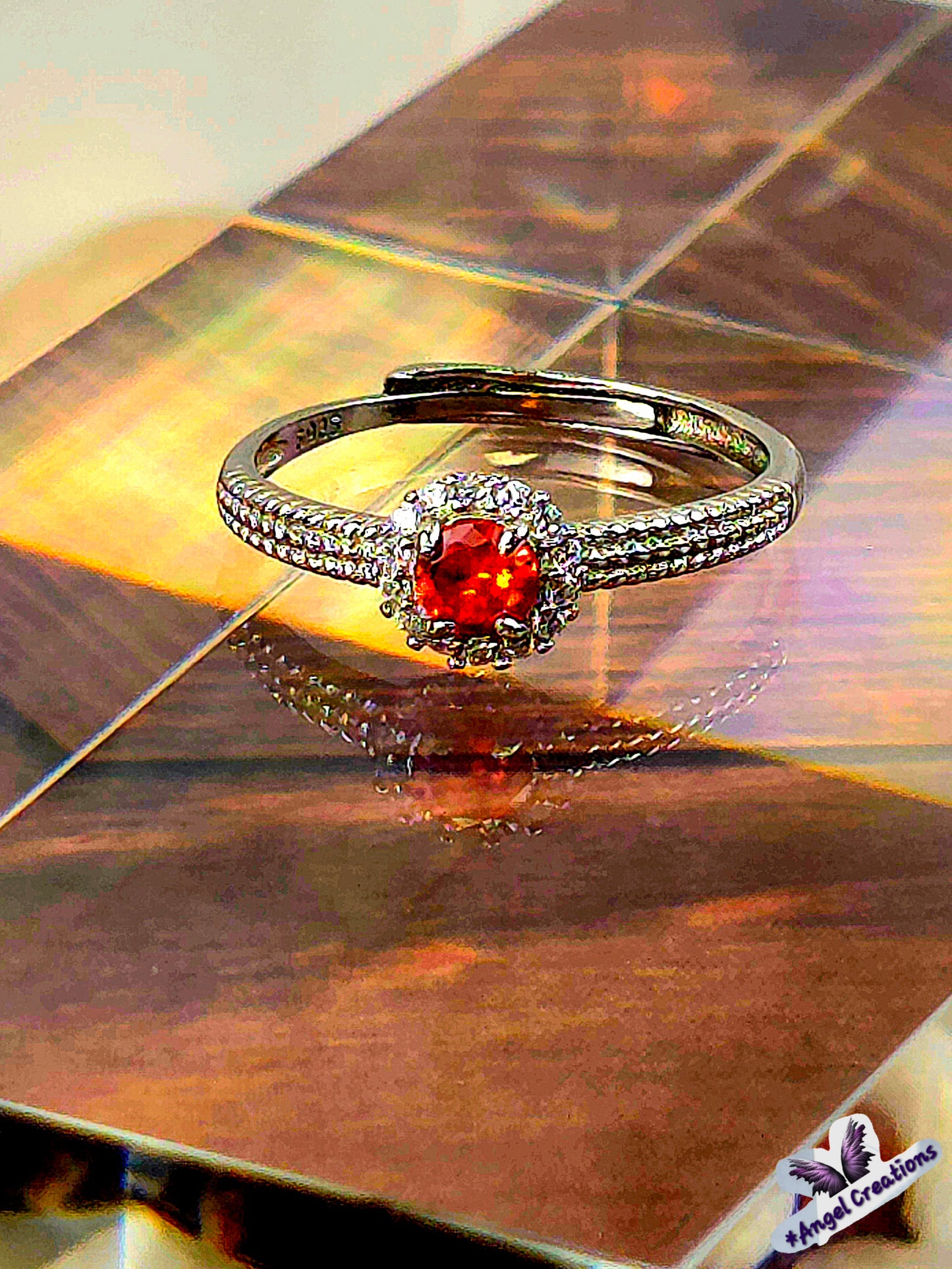Ruby Gemstone Sterling Silver Adjustable Ring