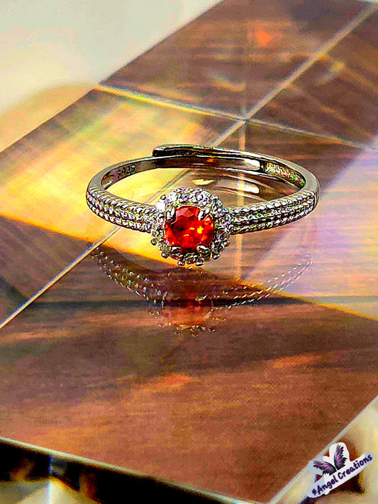 Ruby Gemstone Sterling Silver Adjustable Ring