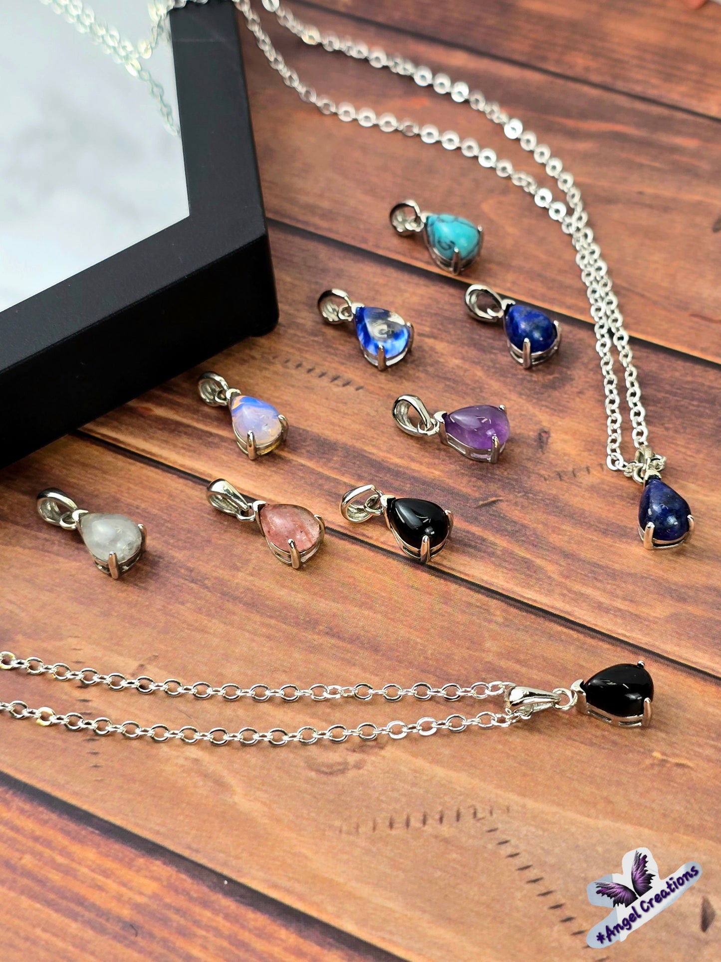 Sterling Silver Tear Drop Crystal Necklace