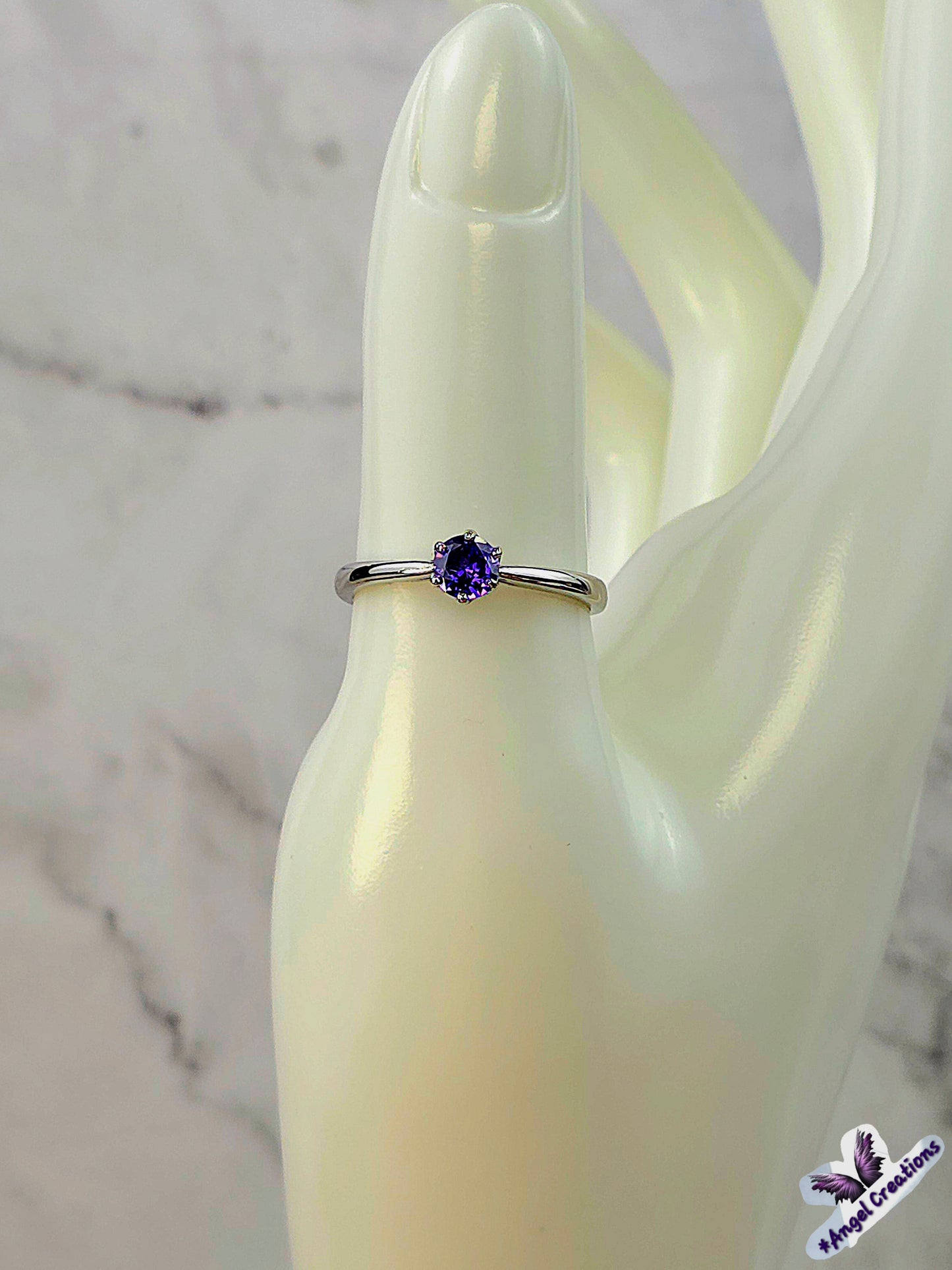 Amethyst Gemstone Sterling Silver Adjustable Ring