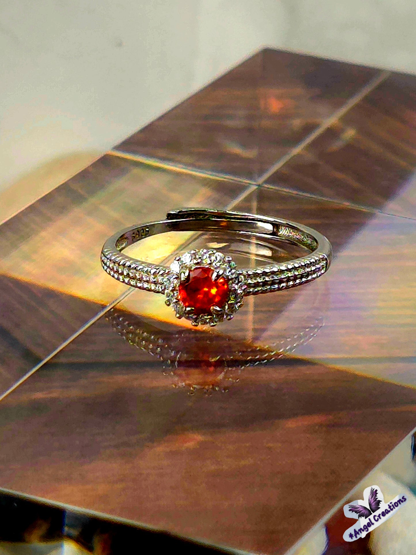 Ruby Gemstone Sterling Silver Adjustable Ring