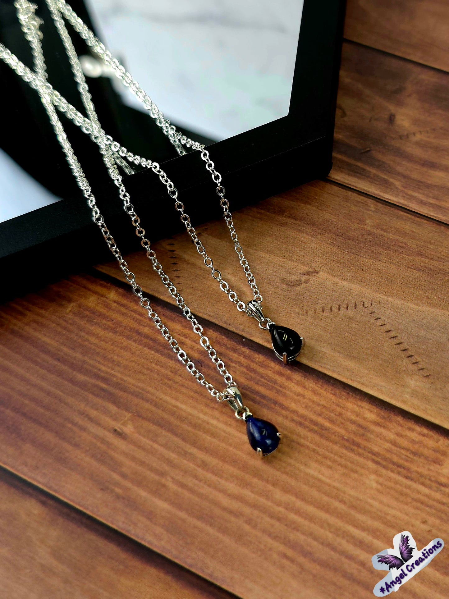 Sterling Silver Tear Drop Crystal Necklace