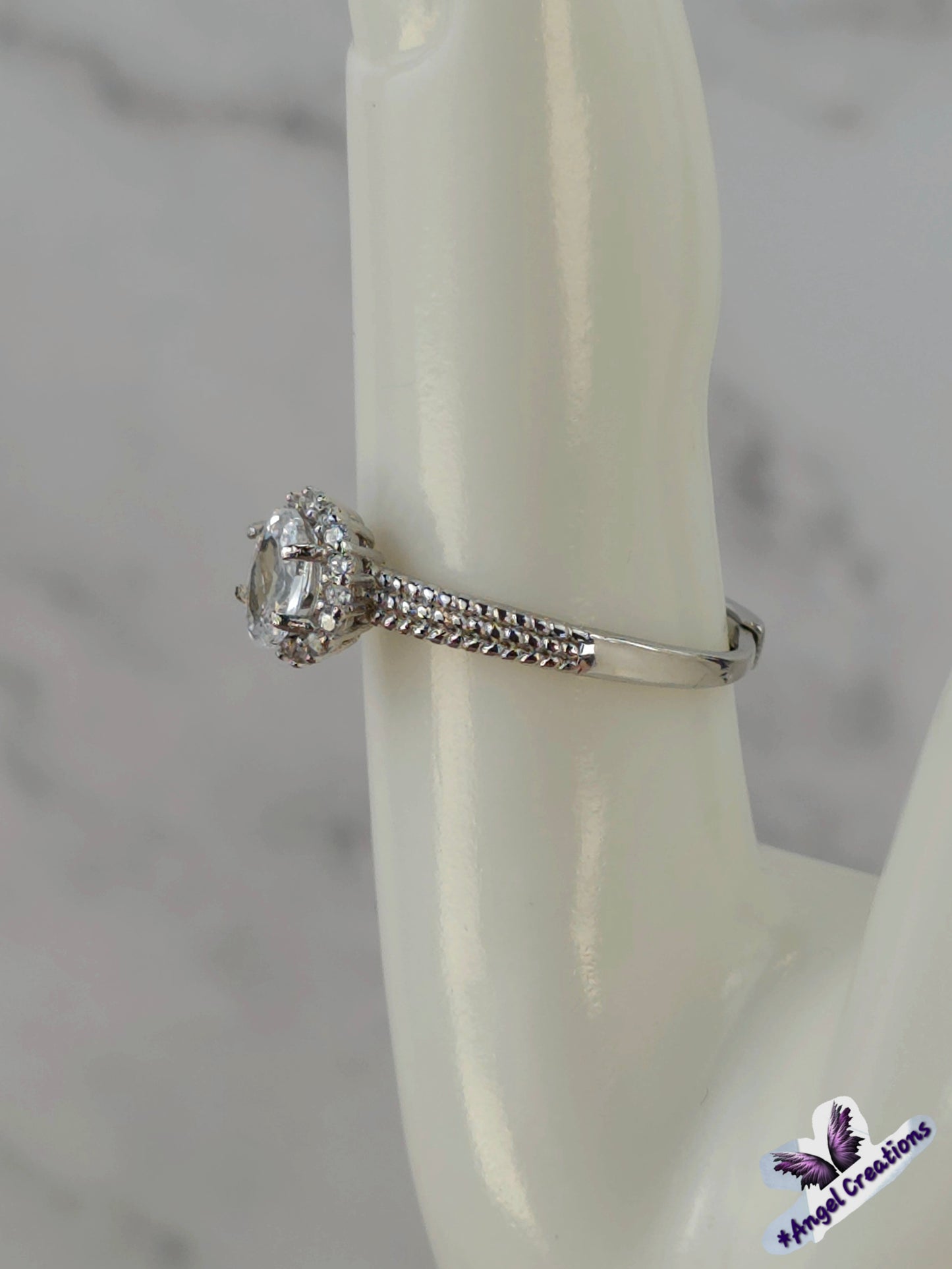 Sterling Silver Ring With Clear Oval Cubic Zirconium Gemstone