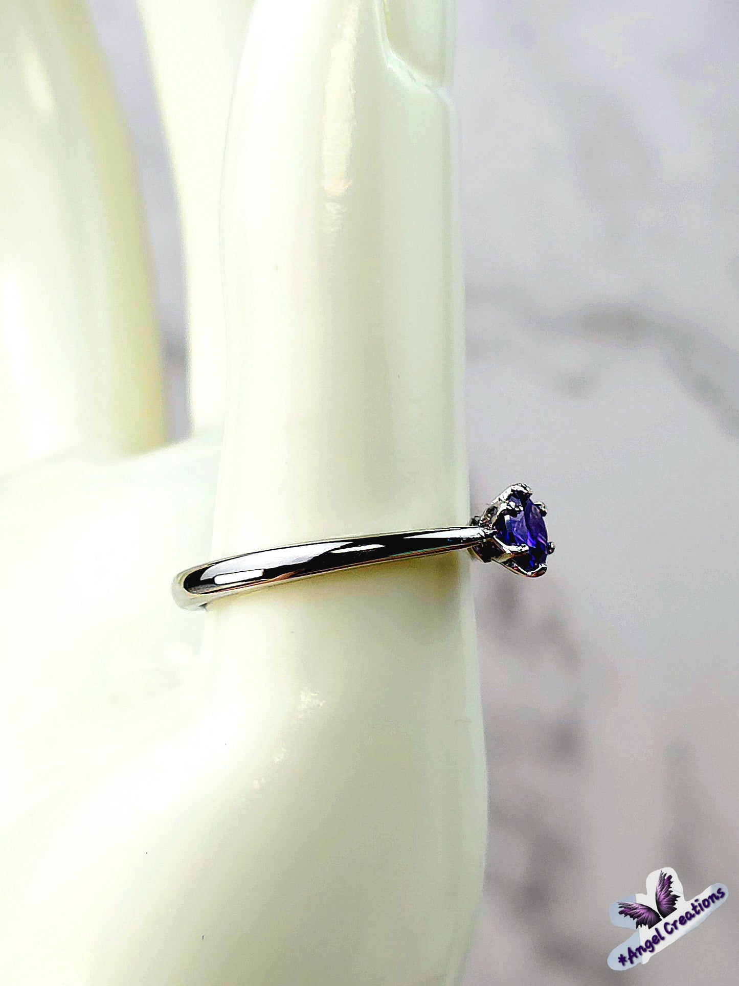 Amethyst Gemstone Sterling Silver Adjustable Ring