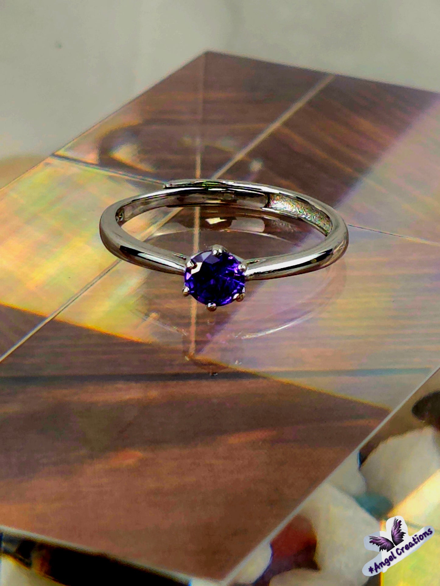 Amethyst Gemstone Sterling Silver Adjustable Ring