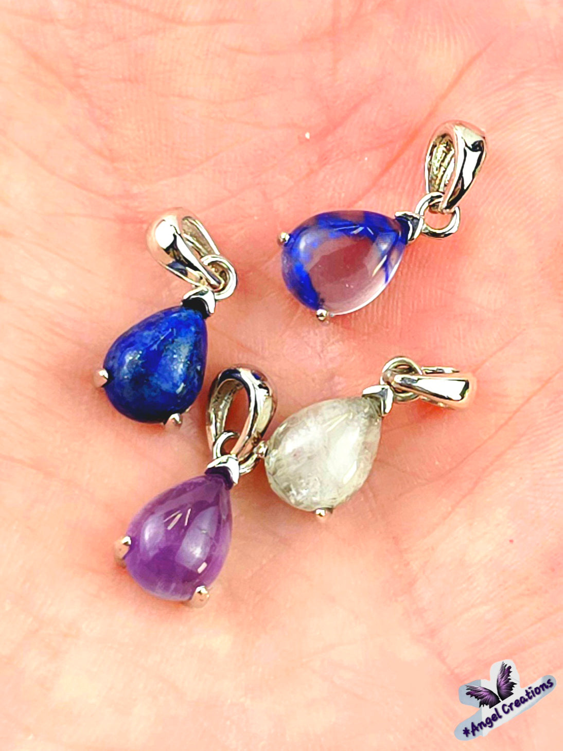 Sterling Silver Tear Drop Crystal Necklace