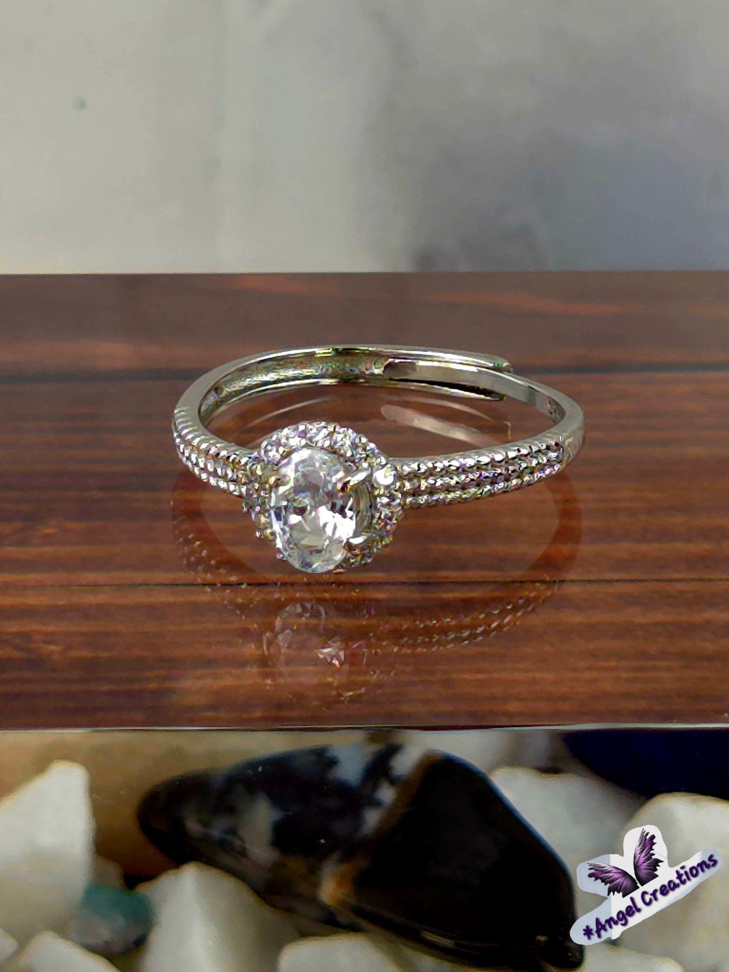 Sterling Silver Ring With Clear Oval Cubic Zirconium Gemstone