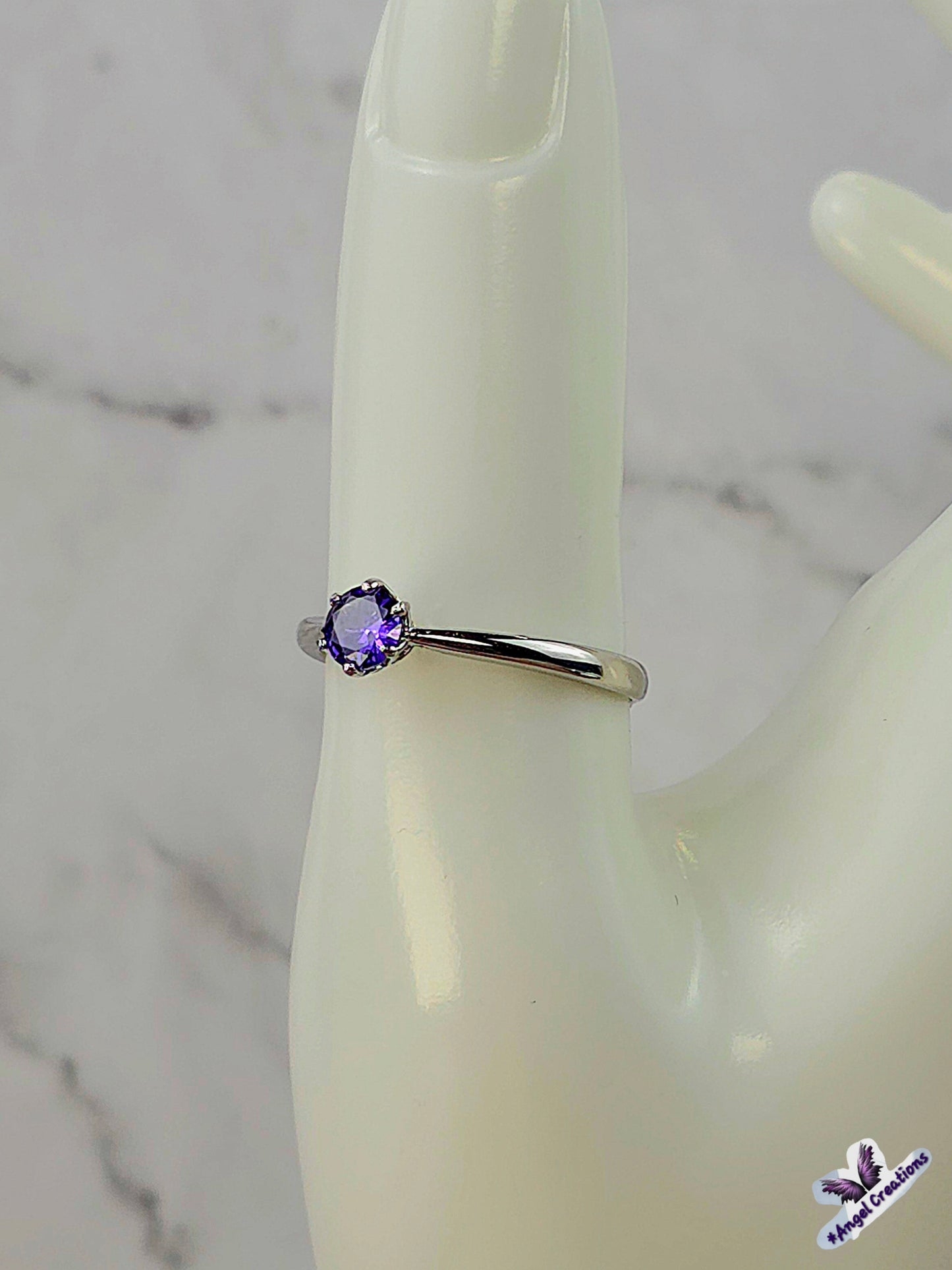 Amethyst Gemstone Sterling Silver Adjustable Ring