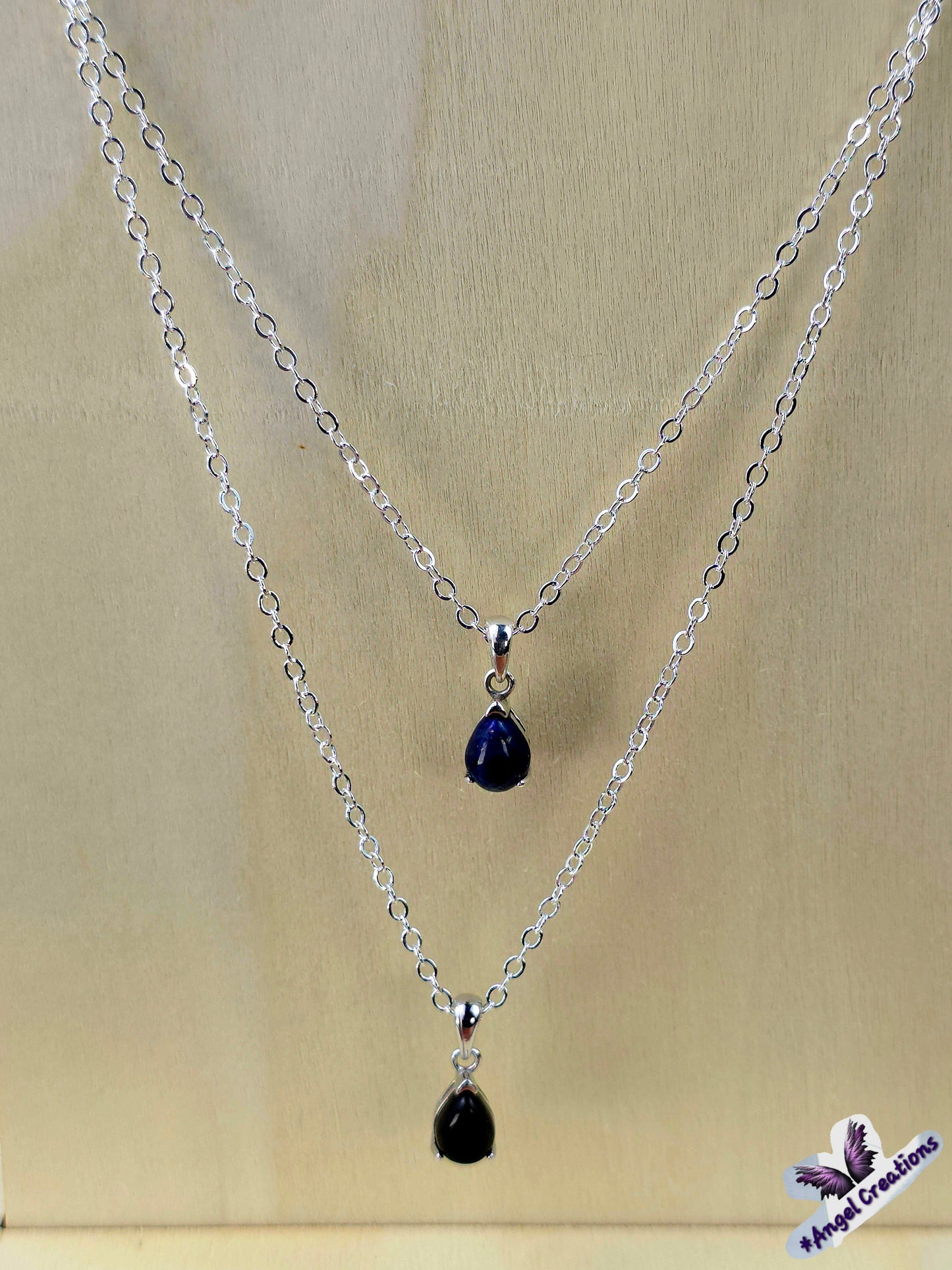 Sterling Silver Tear Drop Crystal Necklace