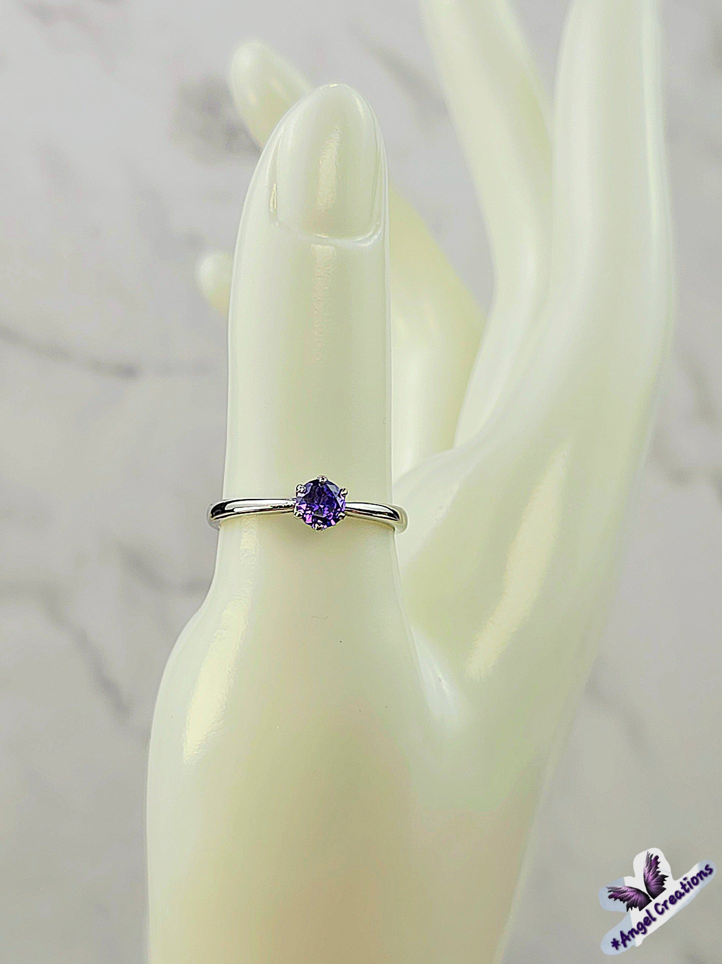 Amethyst Gemstone Sterling Silver Adjustable Ring